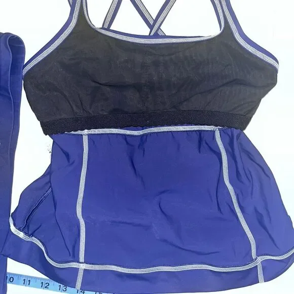 Lands End Women’s Tankini Set 8 Navy Blue Cross Back Modest Preppy Athletic - Picture 7 of 13